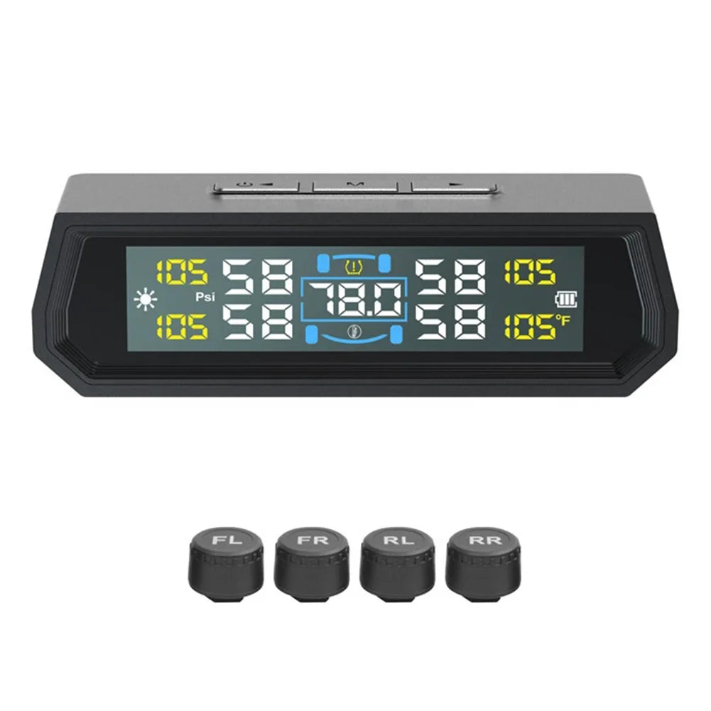 T17 Car Wireless TPMS Tire Pressure Monitor Solar/USB Powered LCD Digital Display Tire Pressure Monitoring System For SUV Truck