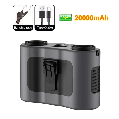 20000Mah Waist Fan Portable Clip Fan With Double Wind Outlet Mini Shirt Fan Wearable Hanging Neck Fan For Outdoor Sport Camping