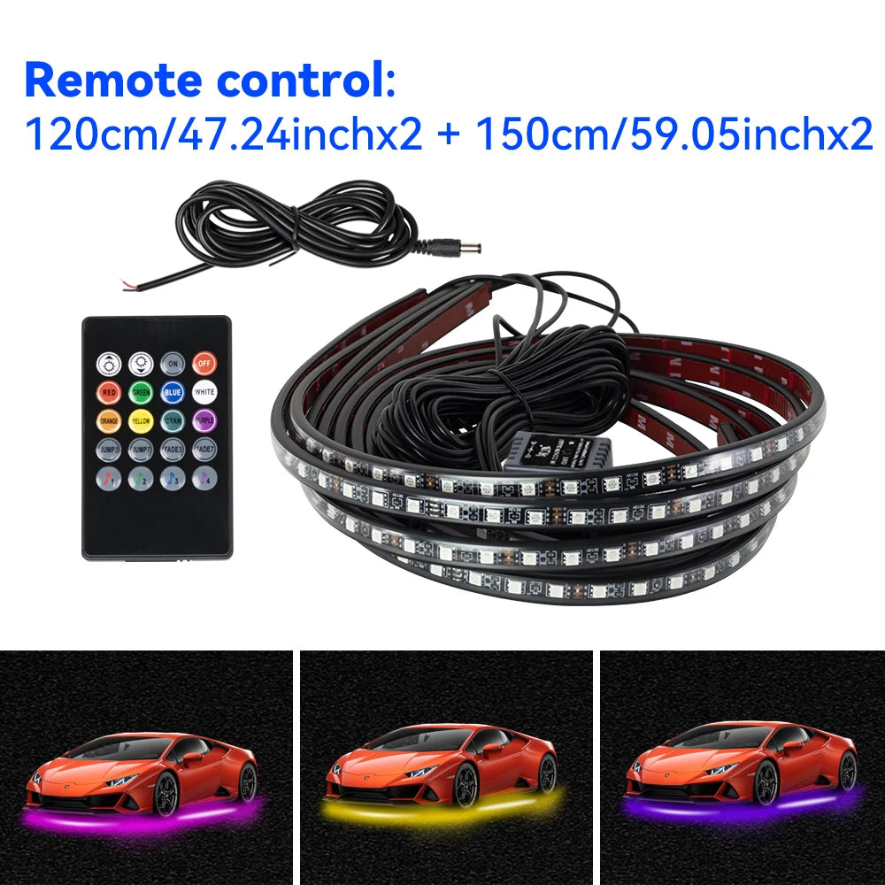 Waterproof Flexible LED Strip Light RGB Underbody Neon Light Auto Decorative Atmosphere Lamp