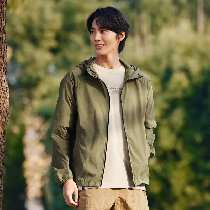 Semir Jacket Men'S Summer Foldable Storage Top Simple Casual Style Hooded Couple