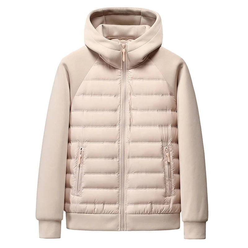 High-quality, Fashionable and Stylish Winter New 90 White Duck Down Hooded Light and Thin Spliced Down Jacket for Both Men and W