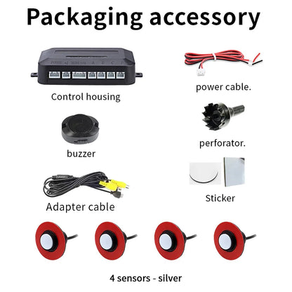 Car Reverse Parking Sensor 4 AHD Sensors 16.5mm Compatible CVBS AHD 1080P Sound Mute Mode Vehicle Safety Alert System