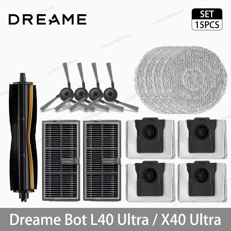 Dreame L40 Ultra / X40 Ultra Vacuum Cleaner Replacement Accessories Main Side Brush HEPA Filter Mop Cloths Dust Bag Spare Parts