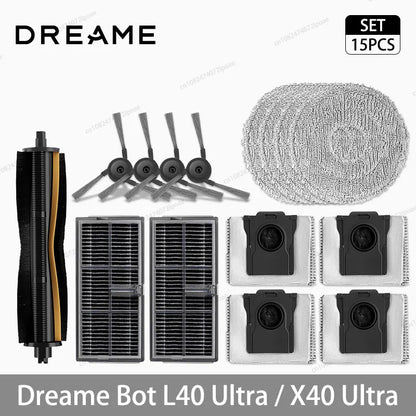 Dreame L40 Ultra / X40 Ultra Vacuum Cleaner Replacement Accessories Main Side Brush HEPA Filter Mop Cloths Dust Bag Spare Parts