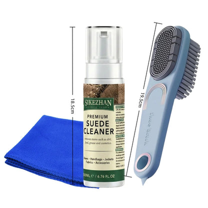 Suede Nubuck Shoe Cleaner Kit Foam Cleanser with Brush Towel for Sneakers Boots Bags Leather Jacket Care