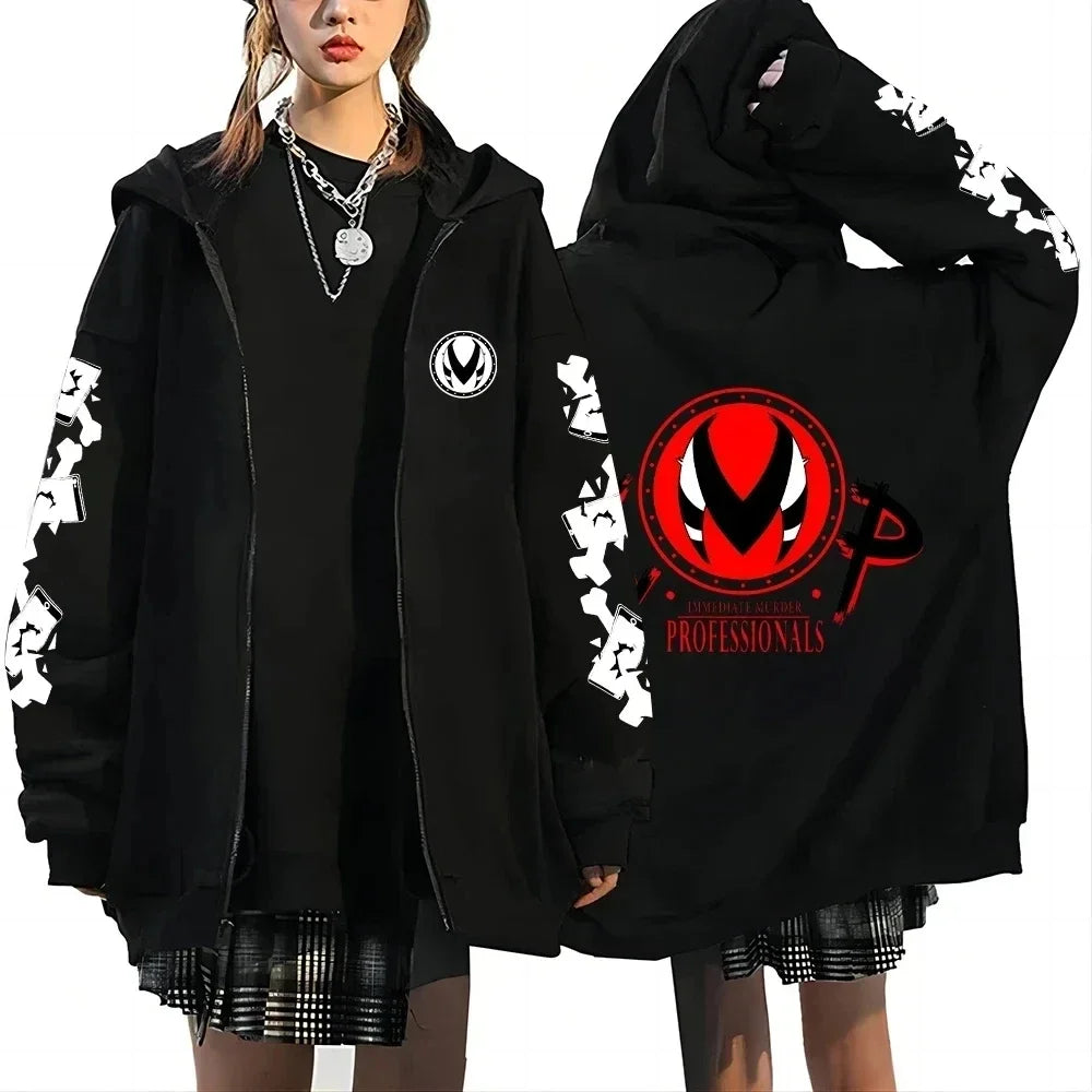 Trendy Anime Hooded Cardigan Unisex Harajuku Style Casual Fashion Long Sleeve Jacket Autumn Winter Fleece Zipper Sweatshirt