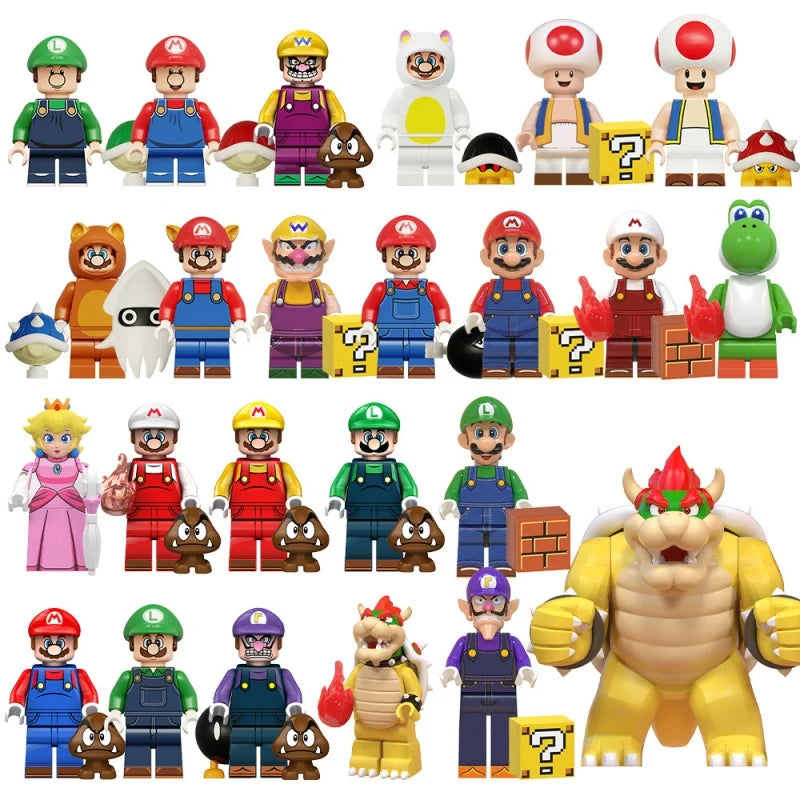 In-Stock Cute Cartoon  Luigi Building Block Figures Desktop Ornaments  Ideal For Anime Fans Collection