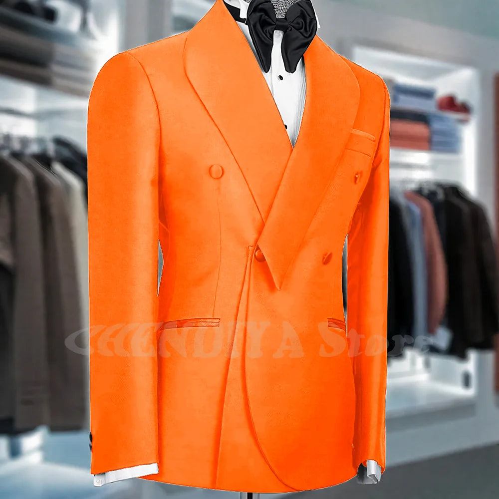 Black Suits For Men Shawl Lapel Formal 1 Piece Jacket Double Breasted Business Casual Groom Wedding Party Custom Made Blazer