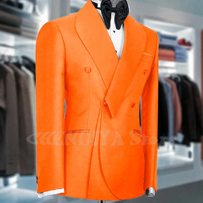 Black Suits For Men Shawl Lapel Formal 1 Piece Jacket Double Breasted Business Casual Groom Wedding Party Custom Made Blazer