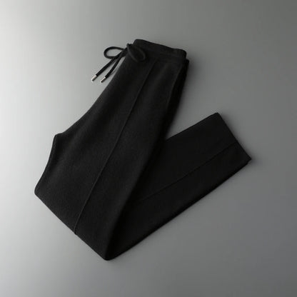 MVLYFLRT 2026 Men's Autumn Winter Elastic Waisted Knitted Pants 100% Cashmere Small Leg Casual Straight Leg Thickened Warm 2472