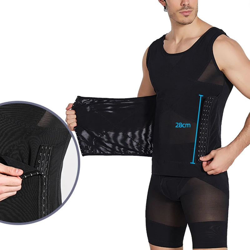 1pcs Men's shapewear Tops waist body Shaping Short Sleeves Abdomen Shapewear Waist Trainer T Shirt Tummy Slimming Sheath Corset