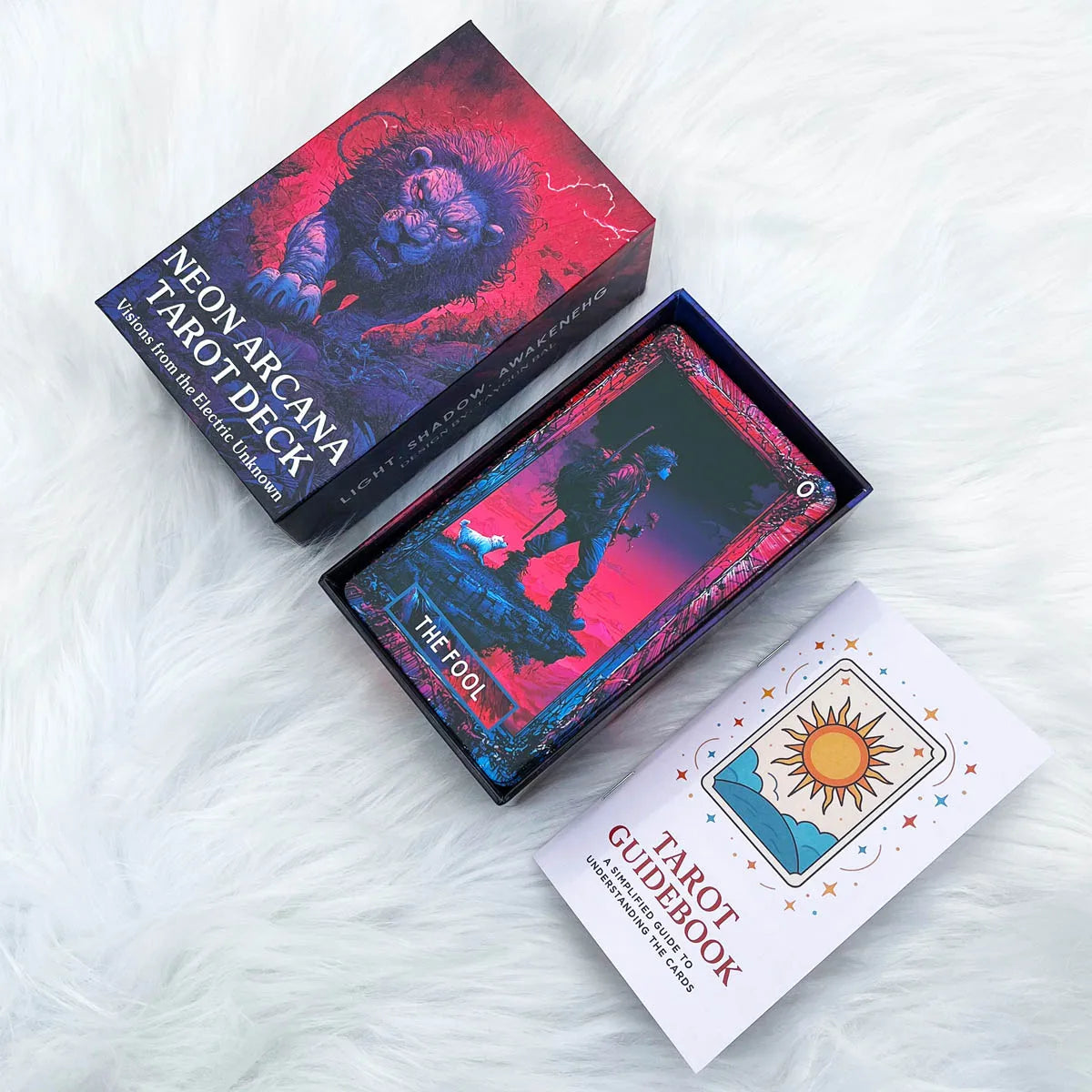 13x8cm  78 Pcs Neon Arcana Tarot Deck Visions from the Electric Unknown Paper Manual Card Games