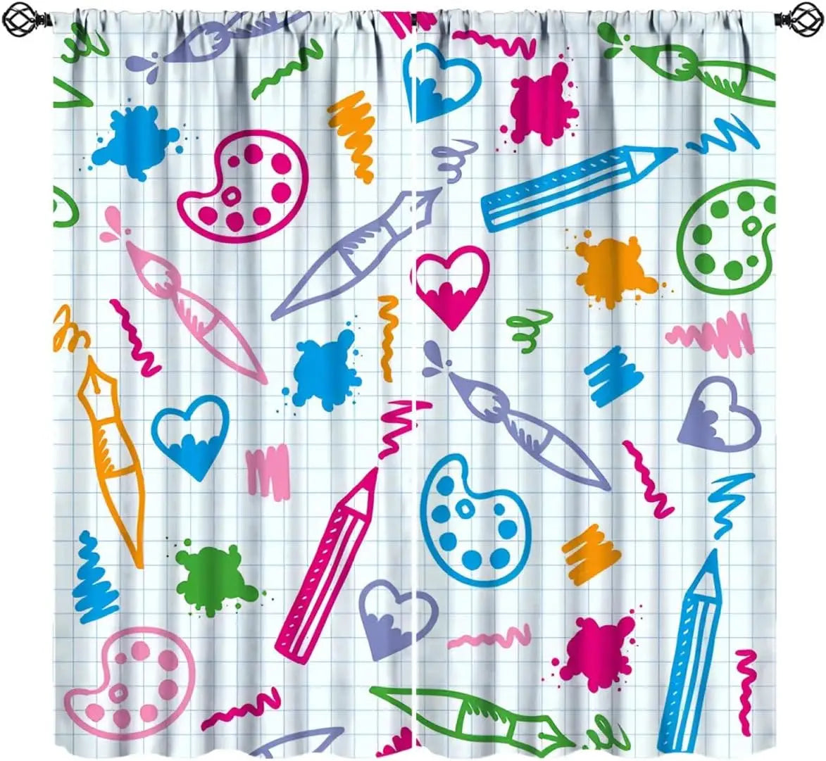 Fun Math Blackout Curtains, Mathematics Formula Learning Knowledge Educational Window Drapes for Kids Learners Bedroom Living