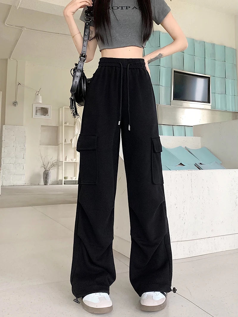 American Drawstring Design Cargo Pants Women Fashion Hip-hop Streetwear Woman Trousers New 2024 Summer All-match Cargo Pants