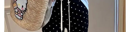 High Waist Lace Trim Bell Bottom Pants Women Summer 2026 New Style Slim Fit Small Size Nine Point Straight Micro Flared Polka...