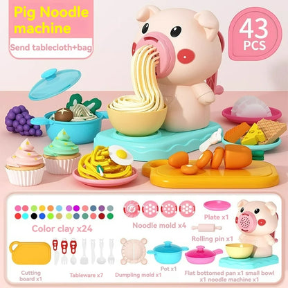 Kids Colored Clay Noodle Machine DIY Play Dough Tools Ice Cream Plasticine Mold Kits Puzzle Toys for Boys Girls Birthday Gift