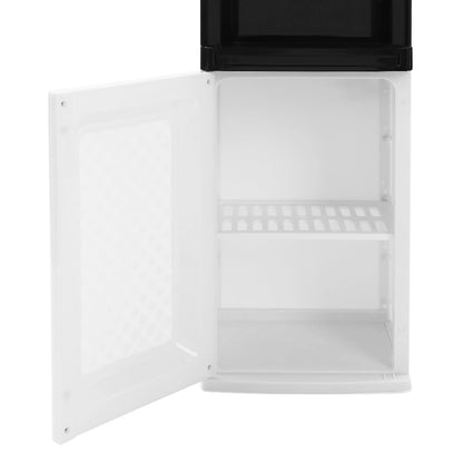 Top Loading Hot Cold Water Dispenser Floor Standing Freestanding White Modern Rectangular PP Stainless Steel Body US Plug 110V 60Hz High Efficiency Heating Cooling 19L Large Bottle Supported Stable Water Temperature Easy To U