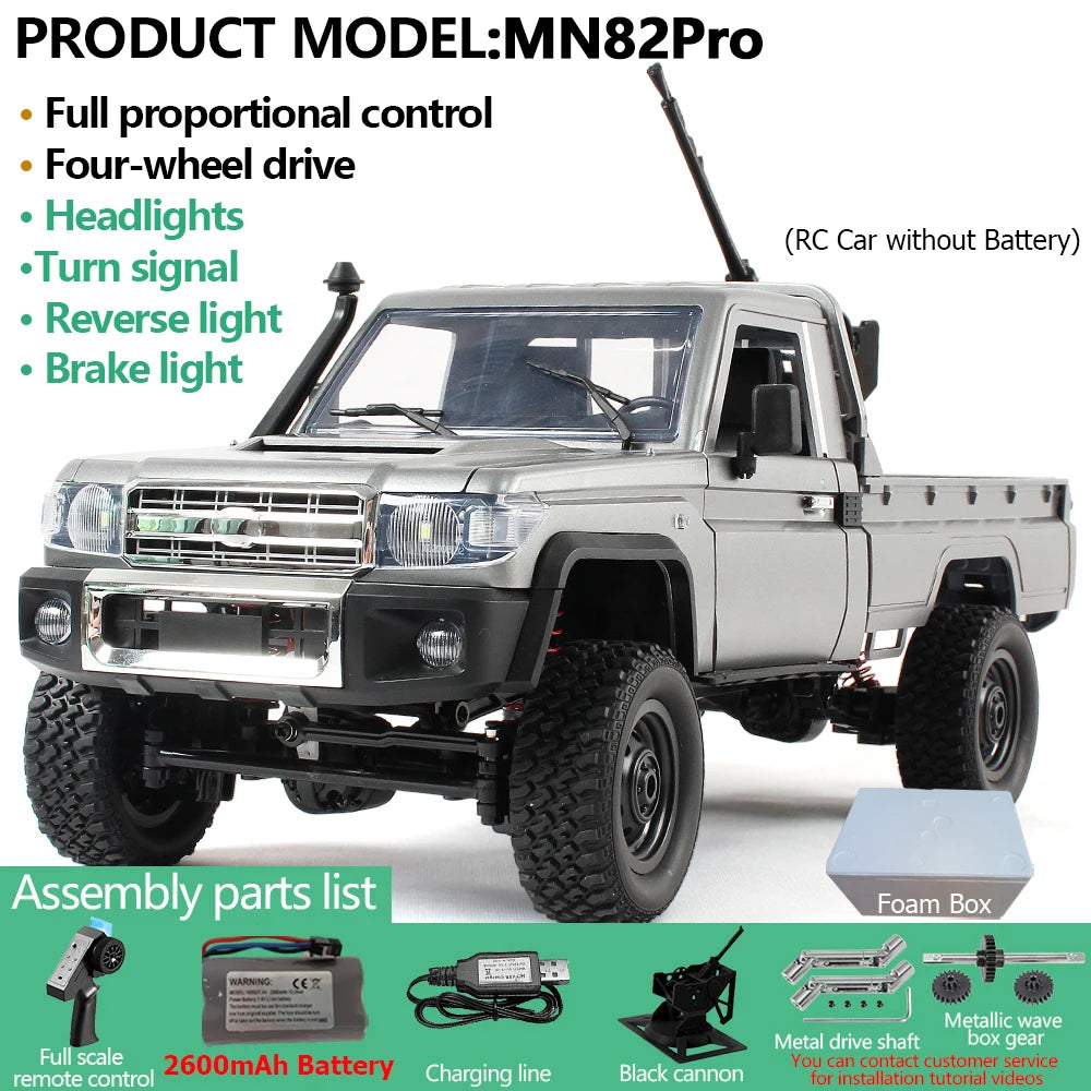 MN82PRO MN82 1/12 RC Car 4WD 2.4G Remote Control Car Simulation Classic All-terrain Off-road LED Light RC Truck Toys As Kid Gift