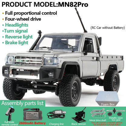 MN82PRO MN82 1/12 RC Car 4WD 2.4G Remote Control Car Simulation Classic All-terrain Off-road LED Light RC Truck Toys As Kid Gift