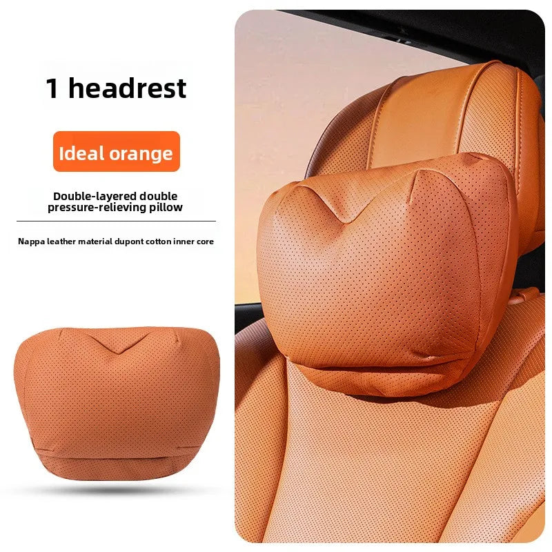 High Quality Universal Car Headrest Cushion Car Seat Neck Pillow High-grade Leather Breathable Lumbar Support Car Pillow