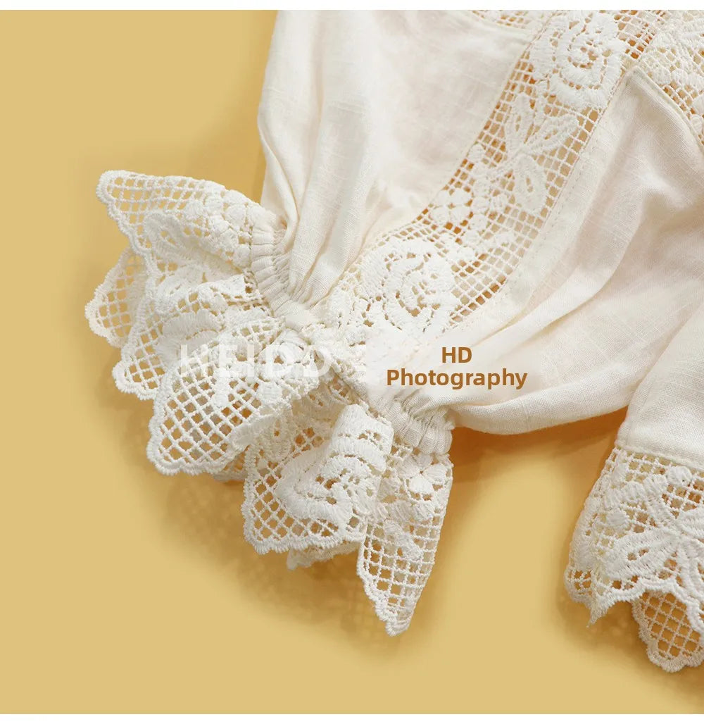 HEIDD Gentle Wave Collar Embroidered Heavy Work Loose Shirt Women's Spring 2026 Breathable Long Sleeve Cotton Gentle Style