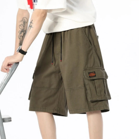 Korean Fashion Vintage Cargo Shorts Men Tailoring Pocket Oversized Cargo Camo Shorts Summer Street Casual Camouflage Shorts Man