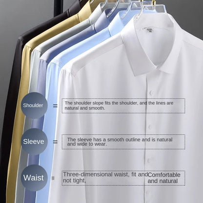 Grey shirt men's long sleeved non ironing and wrinkle resistant solid color business casual men's spring shirt size
