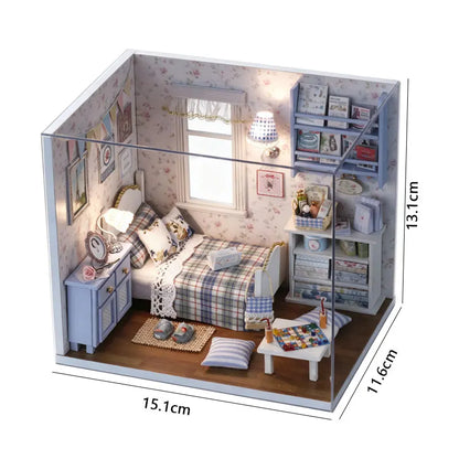 DIY Wooden Miniature Doll House Kit 3D Puzzle Assembly Building Kits With Furniture Decoration Dollhouse Toys For Birthday Gifts