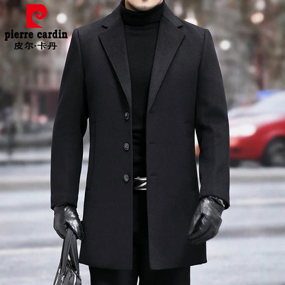 QYLVAWOY 67% Wool Men's Autumn Winter New Slim-Fit Mid-Length Double-Sided Woolen Coat Wool Trench Coat Outerwear LJ2146