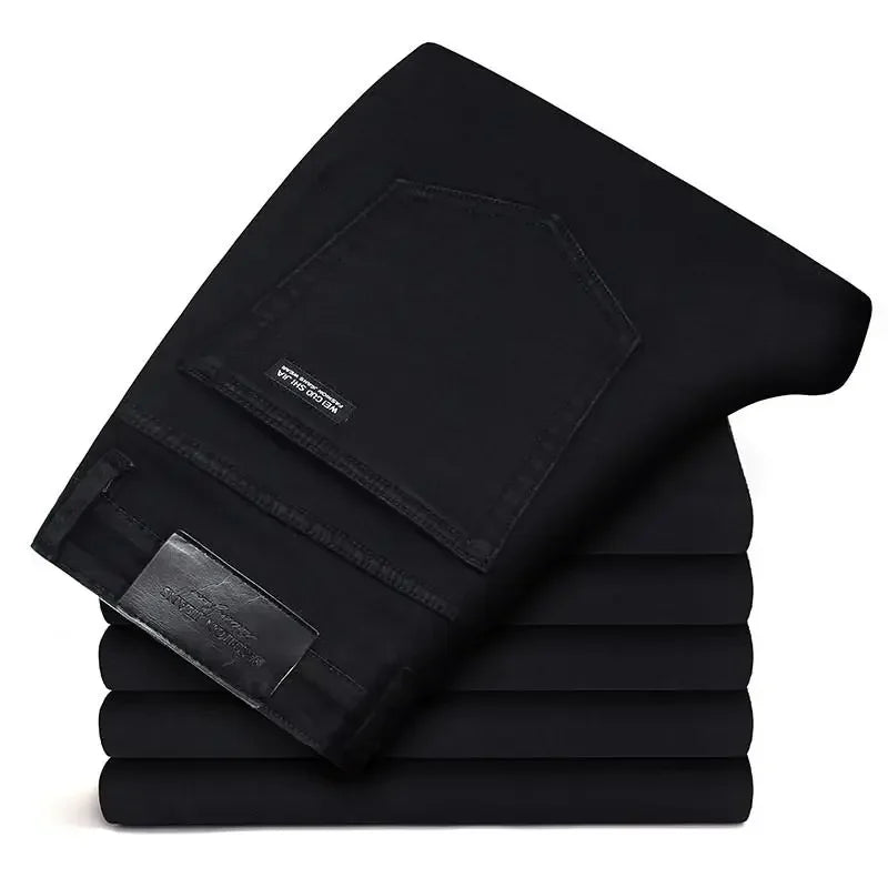 Spring Autumn New Stylish Men's Classic Black Jeans Stretch Slim Comfortable Fashion Business Casual Denim Pants Male Trousers