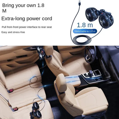 3-speed Car Seat Back Cooling Fan USB Charge Dual Head Fan 360 Degree Rotation Neck Cooler for Summer Car Accessories