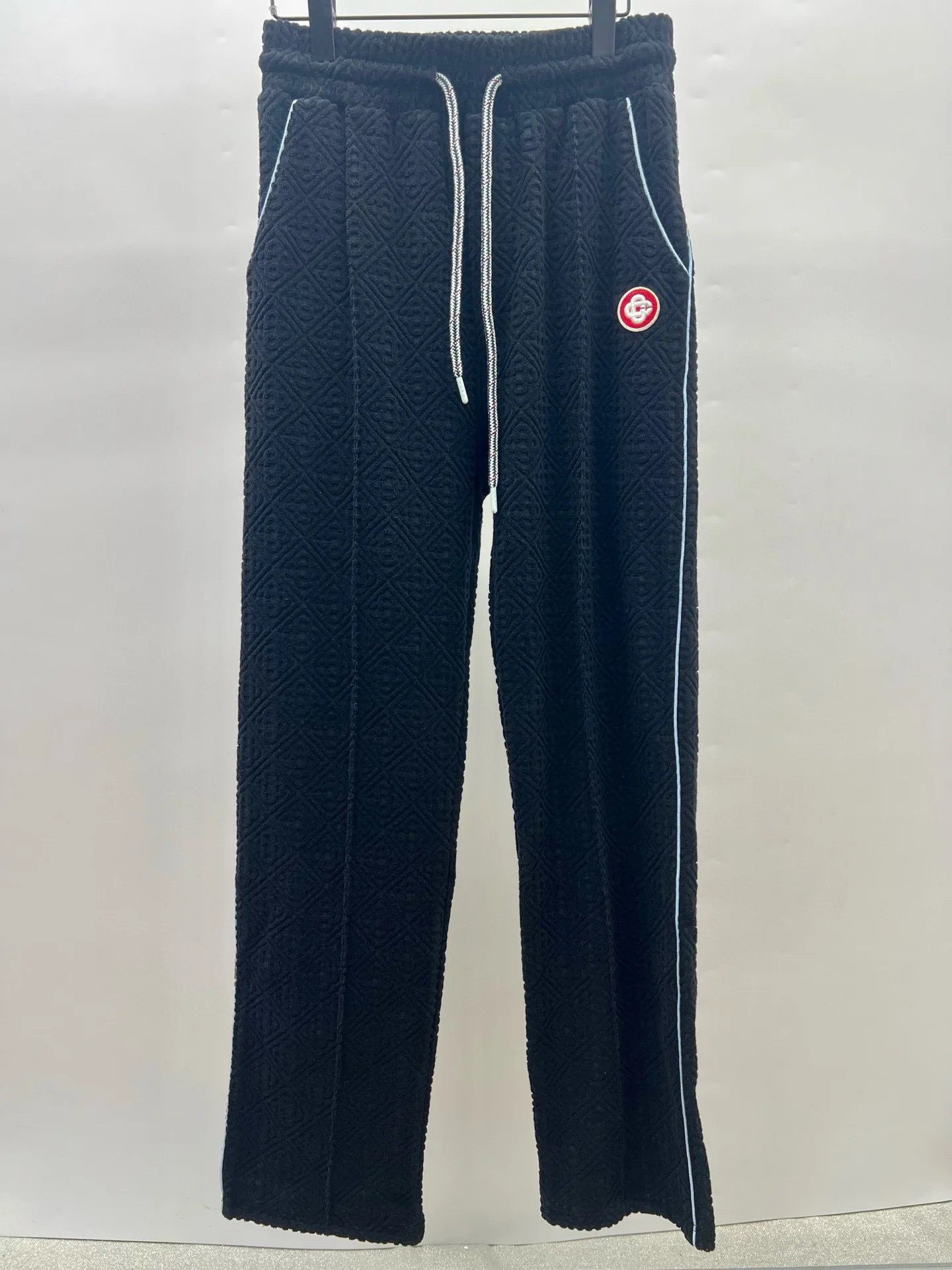 Casual Embroidered Letter Flannel Pants Straight Leg Cotton Trousers Warm Youthful Style for Young Men Autumn Season