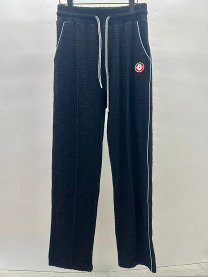 Casual Embroidered Letter Flannel Pants Straight Leg Cotton Trousers Warm Youthful Style for Young Men Autumn Season