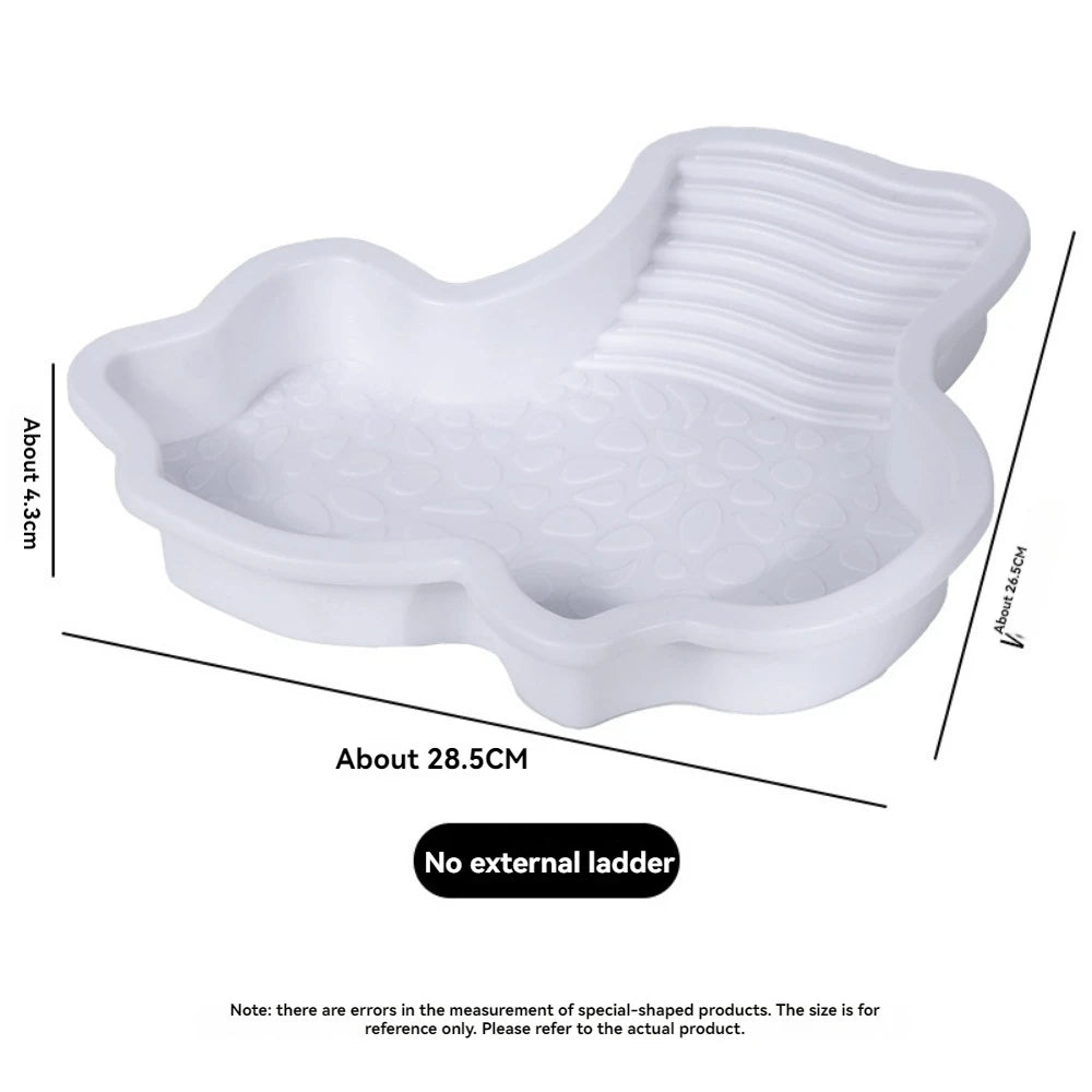 Turtles Bathing Pool Water Bowl with Slip Proof 35x28.50cm Friendly Habitat with Steps for Reptiles Resting and Soaking