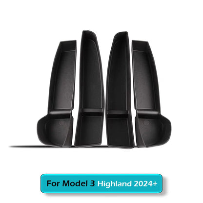 Door Side Storage Box Front Rear Door Handle Armrest Tray Organizer for Tesla Model Y Juniper 2020 - 2025 Model 3 Highland