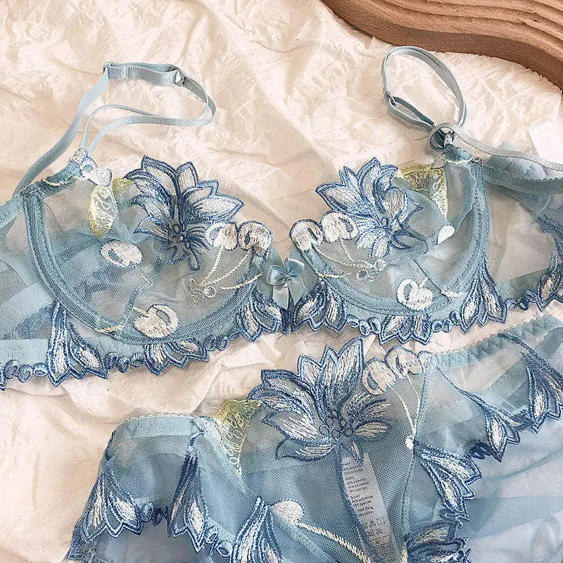 Sexy French Ultra Thin Lace Embroidery Underwire Bra Summer Minimizer Full Coverage Slimming For Busty Women Daily Wear 32-38ABC