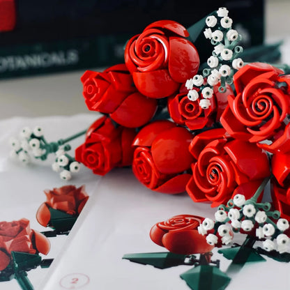 New 822PC Romantic Rose Flower Bouquet Building Blocks Valentine's Day Gift for Women/Men for Home Decor Gifts for Anniversary