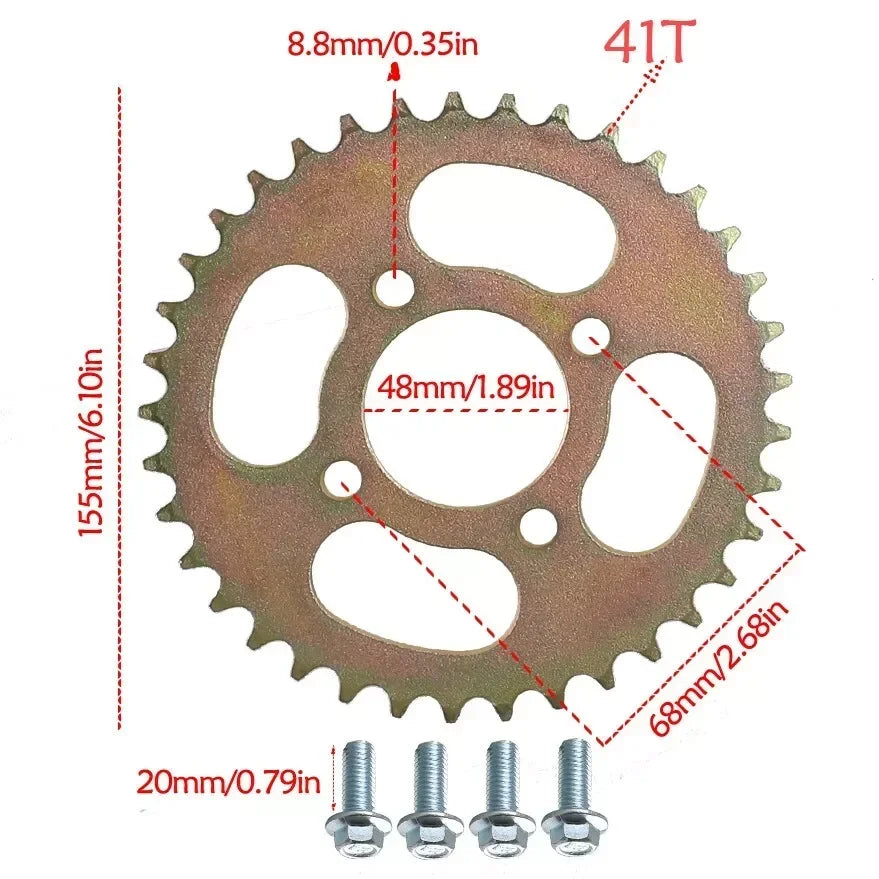 TDPRO 32'' Go Kart Rear Axle /41T Teeth 428 /420 37T 48mm Chain Rear Sprocket for Pit Dirt Bike ATV Go Kart Quad Accessories