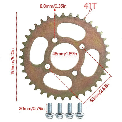 TDPRO 32'' Go Kart Rear Axle /41T Teeth 428 /420 37T 48mm Chain Rear Sprocket for Pit Dirt Bike ATV Go Kart Quad Accessories