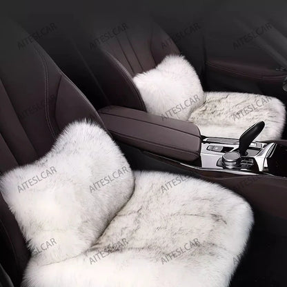 For Tesla Plush Rabbit Fur Car Seat Cushion Winter Warmth Thickened Wool One Piece Square Cushion for Main Driver or Co-pilot
