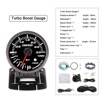 CNSPEED 2.5" 60mm New Boost Gauge Exhaust Gas Car Temperature Gauge Oil Pressure Water Temperature Oil Temperature Voltage Meter