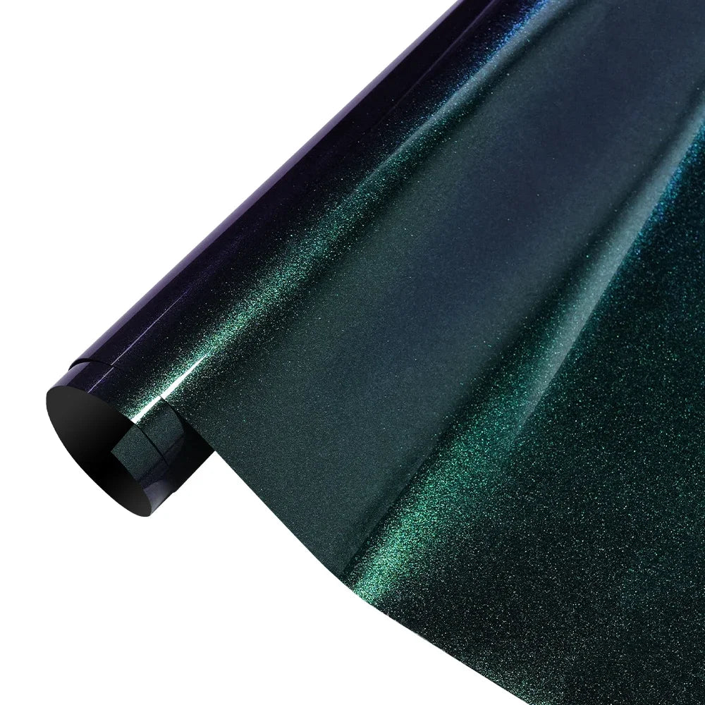 Car Wrap Vinyl Film Glossy PET Diamond Purple&Green PVC Car Engine Hood Decal Self Adhesive Motorcycle Auto Body Decoration Film