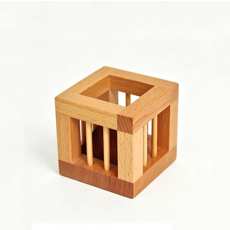 Cage Apart Triangle Wooden Brain Teaser Lock Puzzles IQ Logic Training Disentanglement Educational Toys For Kids & Adults