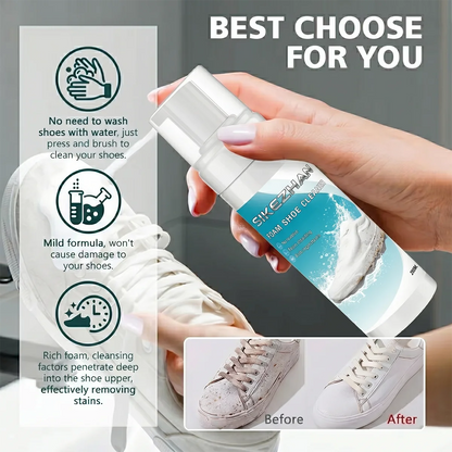 Professional Shoe Cleaning Kit with Foam Cleaner & Dual-Sided Brush, No-Rinse Deep Stain Remover for Sneakers, Leather & Canvas