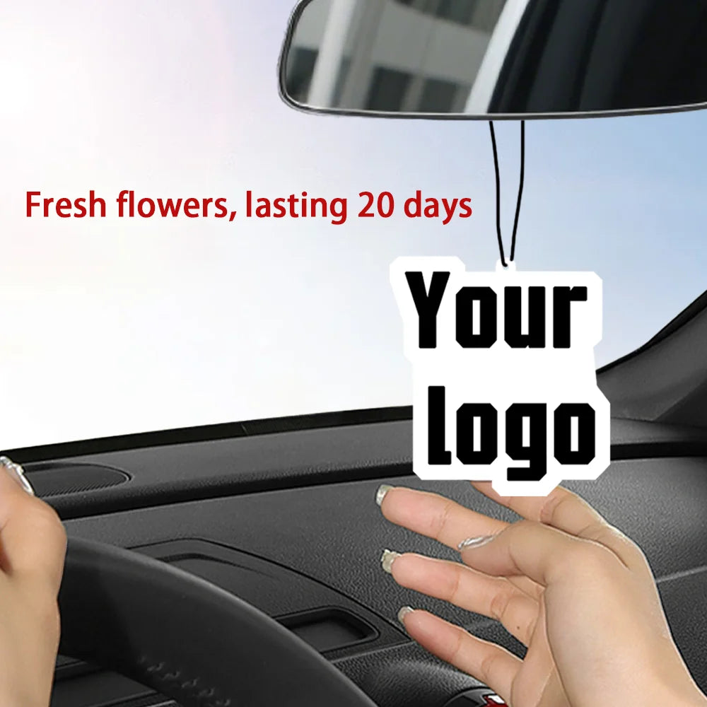 20pcs customized photos, logo car air freshener, fragrance lasting for 20 days, double-sided printing - hanging on the car