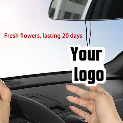 20pcs customized photos, logo car air freshener, fragrance lasting for 20 days, double-sided printing - hanging on the car