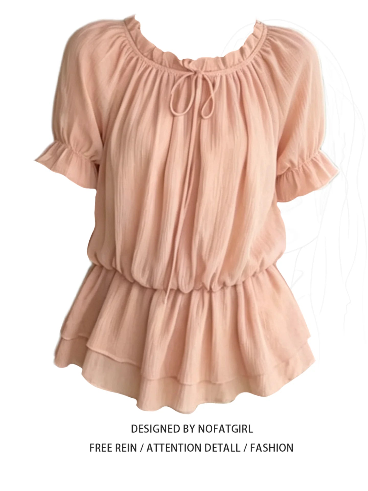 plus Size Women's Sweet Style One Shoulder Chiffon Top Summer Slimming Shirt Casual Loose Fit Short Sleeve Regular Length