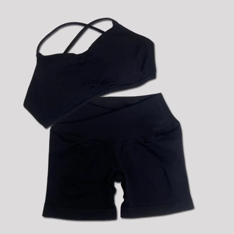 3 Pieces Women's High Stretch Gym Sportswear Shrug Sports Bra Shorts Set Comfortable Workout Yoga Active Wear Outfit