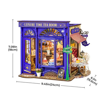 Robotime Rolife Leisure Time Tea Room DIY Miniature Dollhouse Kit Crafts Hobbies Amazing Gift for Women Children DG171