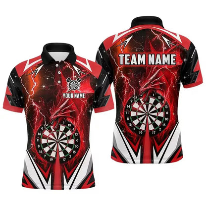 Custom Name Team Name Darts Polo Shirt Men 3D Skull Butterfly Blue Black All Over Print Quick Dry Sports Short Sleeve Golf Tops